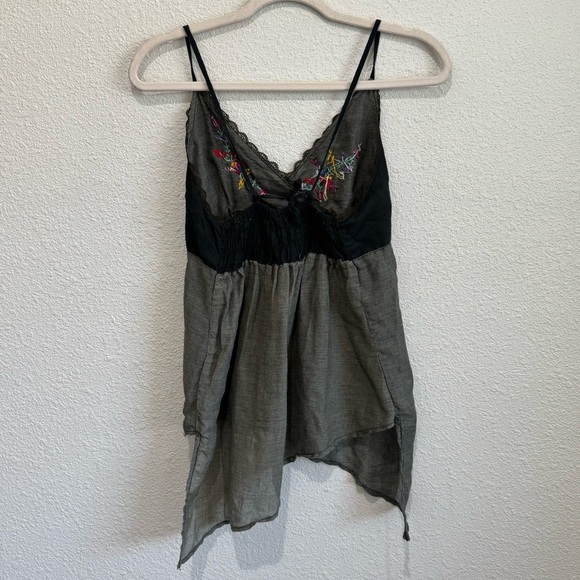 Boho Embroidered Lightweight Womens S Flowy Draped Festival Floral Tank Top - Picture 7 of 9